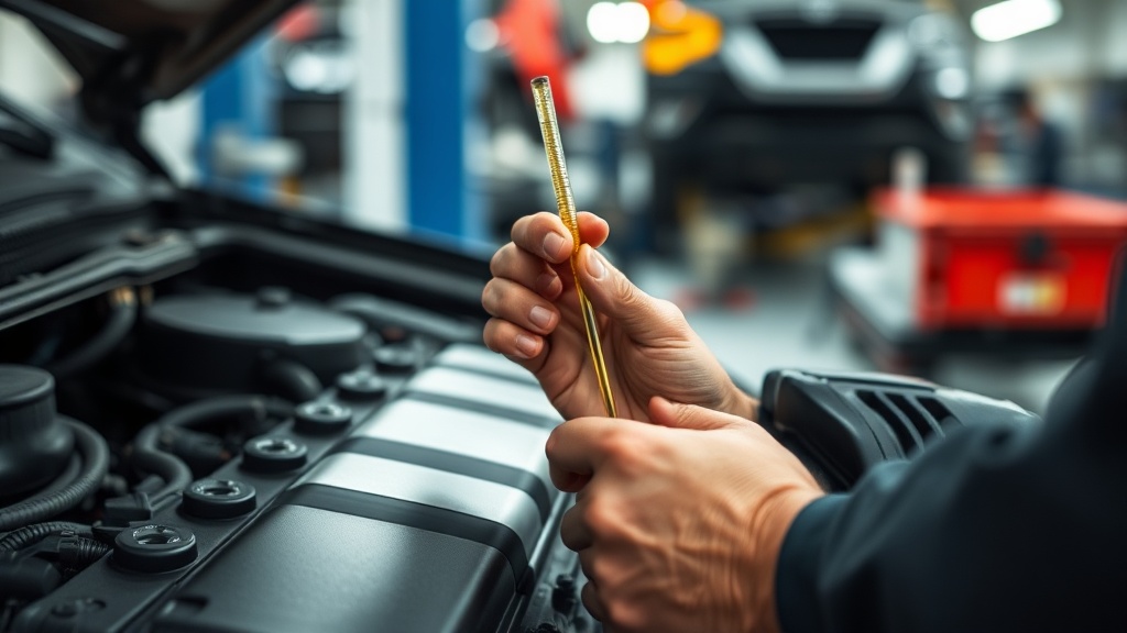 정비소에서 엔진오일을 교환하며 상태를 점검하는 모습